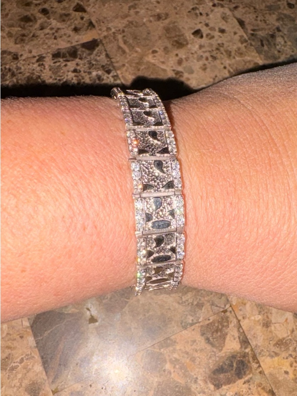 "Vintage .925 Sterling Silver Iced Out NUGGET Link Bracelet - 12mm / 8.25”"